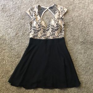 Black with cream lace dress